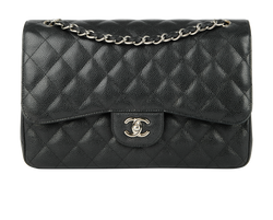 Large Classic Double Flap, Caviar, Black, 14256410(2010/11), DB, 3*